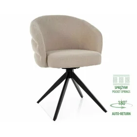 Стул кухонный обеденный мягкий Ores Светло-бежевая ткань / Черный каркас