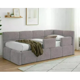 Ліжко односпальне м'яке Emma Raven 90×200 Пудрово-рожева тканина