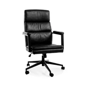 Кресло офисное компьютерное поворотное Q-090 Черная экокожа / Черный каркас