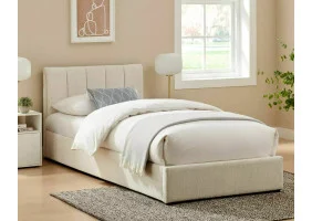 Ліжко односпальне м'яке Montreal Raven 90×200 Бежева тканина