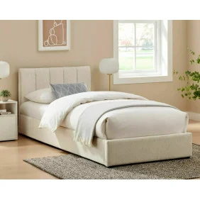 Кровать односпальная мягкая Montreal Raven 90×200 Бежевая ткань