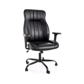 Кресло офисное компьютерное поворотное Q-093 Черная экокожа / Черный каркас