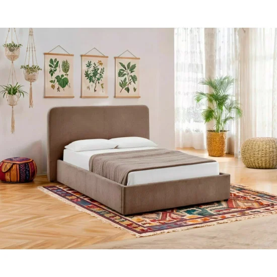 Ліжко двоспальне м'яке Lumia Raven 160×200 Темно-бежева тканина 1