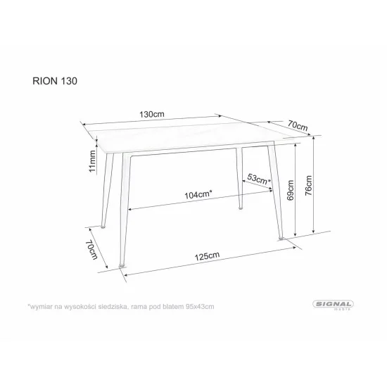 Стол обеденный кухонный Rion 130×70 см Керамика Беж / Кашемир каркас 3