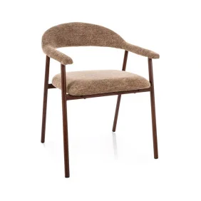 Стул кухонный обеденный мягкий Lagos D Raven Латте ткань / Орех каркас