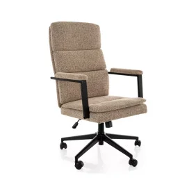 Кресло офисное компьютерное поворотное Q-090 Noelle Темно-бежевая ткань / Черный каркас