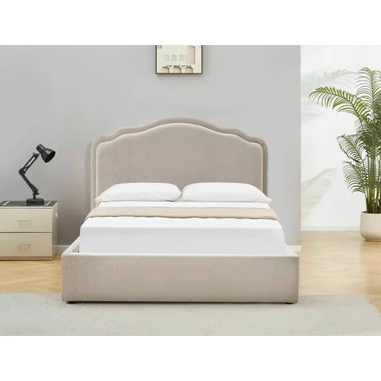 Кровать двухспальная мягкая Florencja Raven 140×200 Бежевая ткань 7