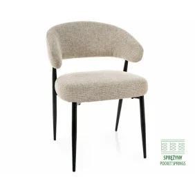 Стул кухонный обеденный мягкий Lucio Noelle Бежевая ткань / Черный каркас