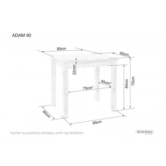 Стол обеденный ADAM 90*65 дуб кремона торро / кашемир ADAMDCTKA90 3