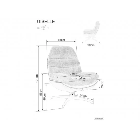 Крісло GISELLE сіре Тк.240 / сіре шкіра синт. Тк.243 GISELLESZ 5