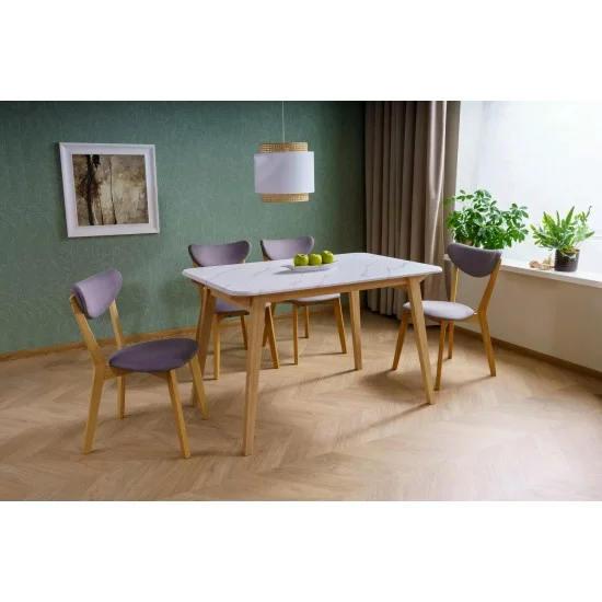 Стол обеденный MARCUS 120*75 белый эф.мрамора / дуб MARCUSBMAD120 3