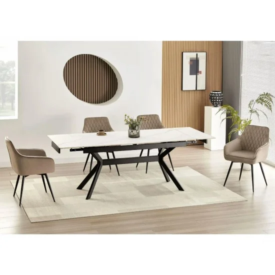 Стол обеденный раскладной IMPERIA 160(220)*90 белый / черный IMPERIABC160 2