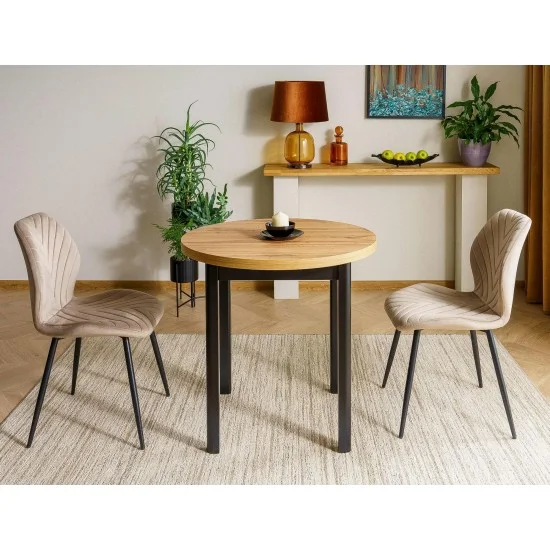 Стіл обідній ADAM дуб артизан / чорний d.80 ADAMDACZFI80 2