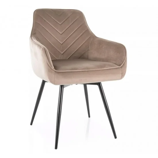 Стул кухонный SERVIO VELVET черный каркас / темный беж BL.40 SERVIOVCCBE 1