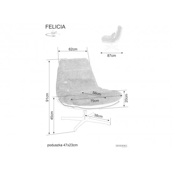 Крісло FELICIA RAVEN латте 34 / шкіра синт. латки Тк.245 FELICIARLA 5