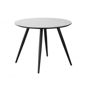Стіл обідній IDEAL CERAMIC білий еф.мармуру / чорний каркас d.100 IDEALBCFI100