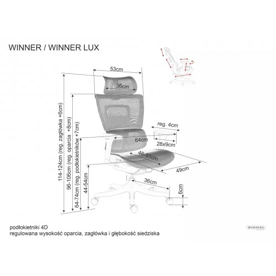 Комп'ютерне крісло WINNER LUX сіре / хром OBRWINNERLUXSZ 6