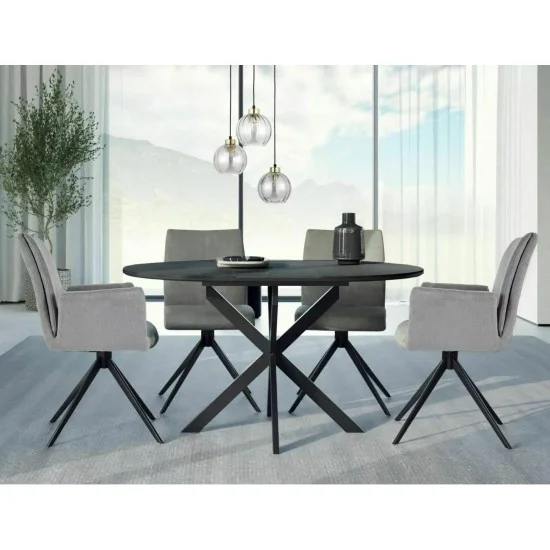 Стол обеденный раскладной GASTON CERAMIC 100(135)*100 черный GASTONC100 2