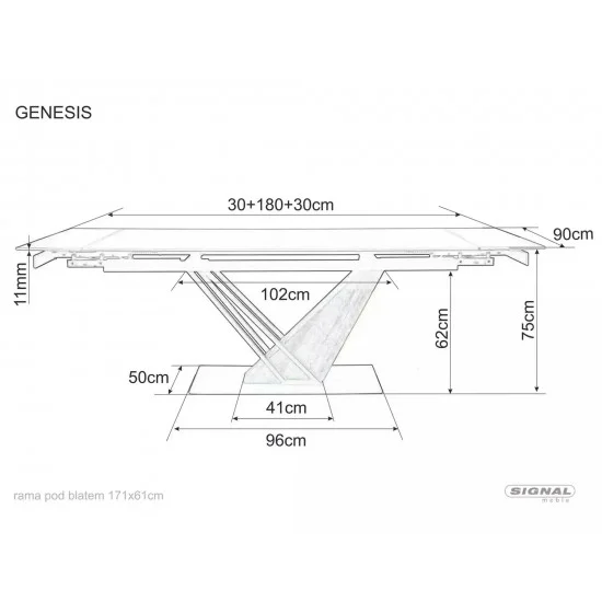 Стіл обідній розкладний GENESIS LEGNO 180(240)*90 дуб / чорний / дуб GENESISD180 4