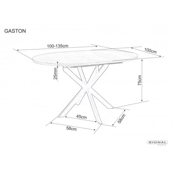 Стол обеденный раскладной GASTON CERAMIC 100(135)*100 черный GASTONC100 4