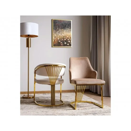 Стул кухонный ALURE VELVET золотой каркас / светлый беж BL.22 ALUREVZLJBE 4