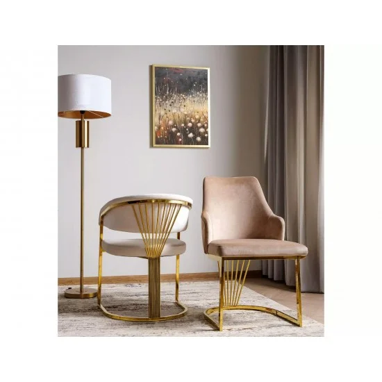 Стілець кухонний CROWN VELVET золотий каркас / світлий беж BL.22 CROWNVZLJBE 2