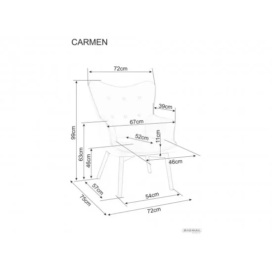 Крісло CARMEN RAVEN чорний мат каркас / сіре 07 CARMENRACSZ07 2