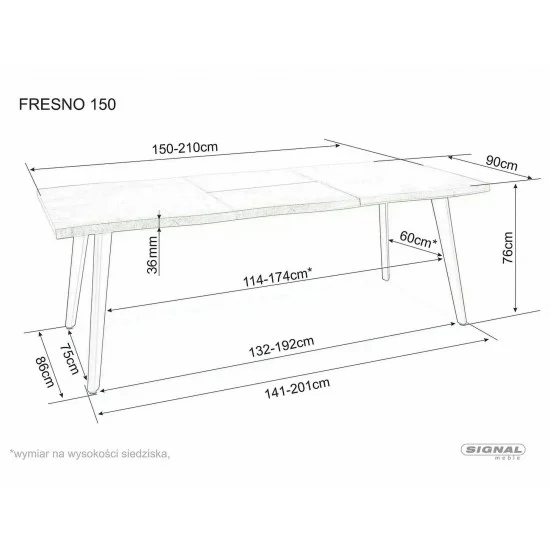 Стіл обідній розкладний FRESNO дуб / чорний каркас 150(210)X90 FRESNODC1501 3