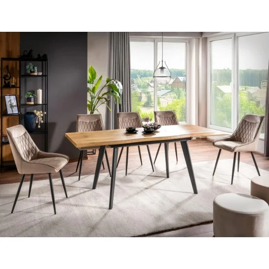 Стол обеденный раскладной FRESNO дуб артизан / черный каркас 120(180)X80 FRESNODAC1201 2