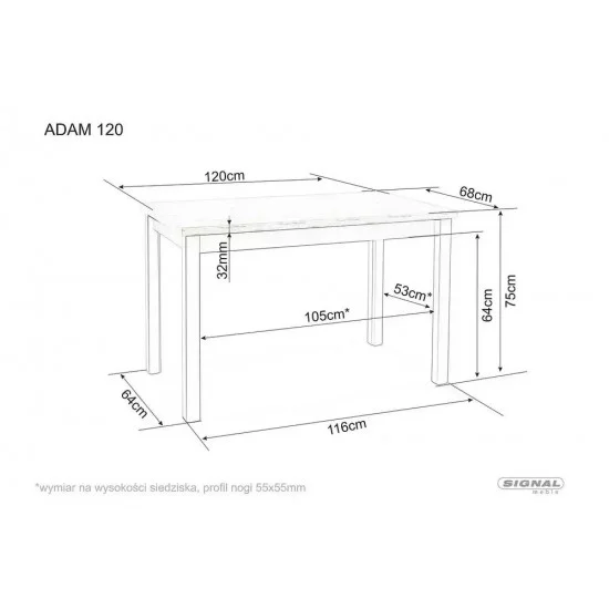 Стол обеденный ADAM 120*68 дуб кремона торро / кашемир ADAMDCTKA120 3