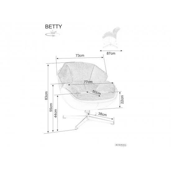 Крісло BETTY чорний каркас / сіре Тк.240 BETTYSZ 4