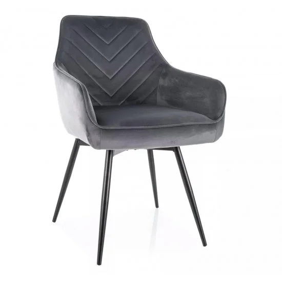 Стілець кухонний SERVIO VELVET чорний каркас / сірий BL.14 SERVIOVCSZ 1