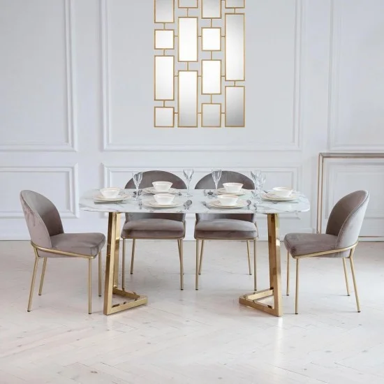 Стул Милтон металл сиденье ткань 500x560x825 бежевый золото 2