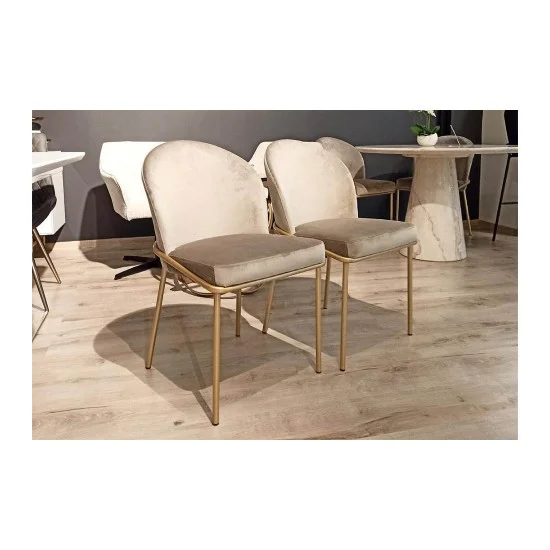 Стул Милтон металл сиденье ткань 500x560x825 бежевый золото 13