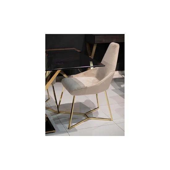 Стул Гелекси айвори металл сиденье ткань 500x550x950 золото 13