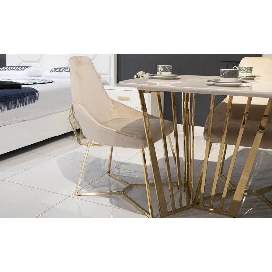 Стул Гелекси айвори металл сиденье ткань 500x550x950 золото 16