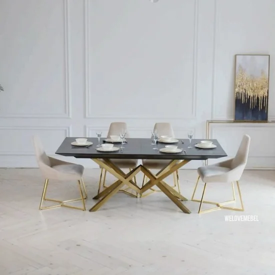 Стул Гелекси айвори металл сиденье ткань 500x550x950 золото 5