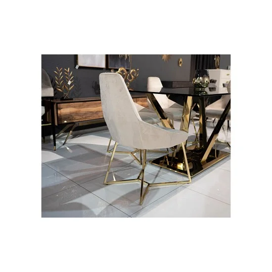 Стул Гелекси айвори металл сиденье ткань 500x550x950 золото 20