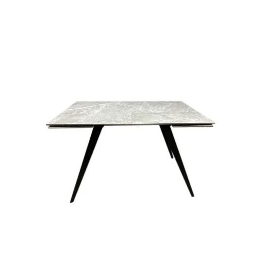 Стіл обідній розкладний Торі Кераміка 120/180х80х75 сірий мат чорні ноги 3