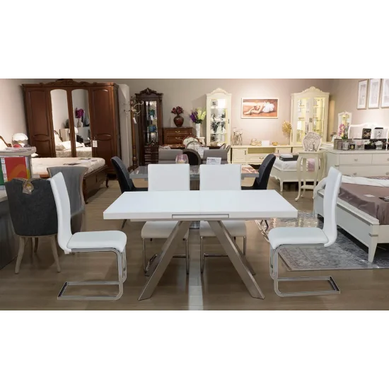 Стол Кемел обеденный раскладной 1400 / 1800х850х760 белый глянец 8