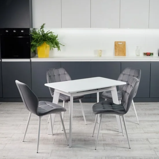 Стіл кухонний обідній розкладний Onto Алонзо 100 Преміум Білий 8