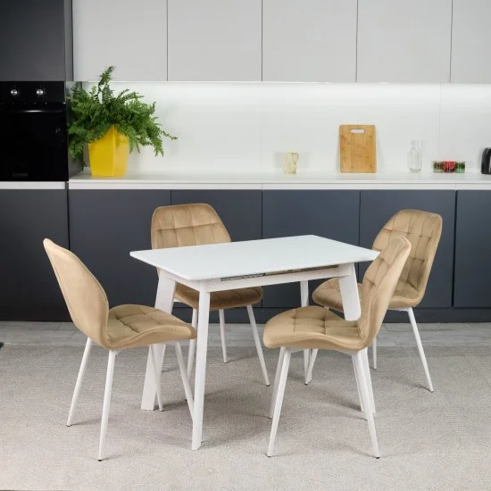 Стіл кухонний обідній розкладний Onto Алонзо 100 Преміум Білий 6