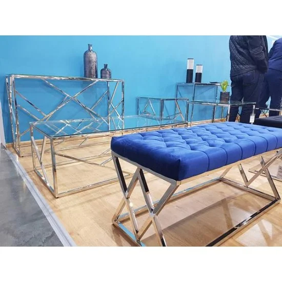 Банкетка Elixa Серебряный / Синий ELIXASGRA 3