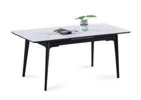 Стол обеденный раскладной BERLIN CERAMIC белый глянець / черный 140(180)X80