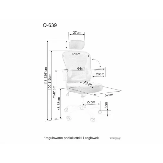 Крісло офісне поворотне Q-639 сіре OBRQ639SZ 3