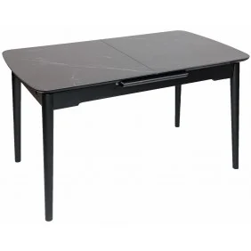 Стол обеденный раскладной BERLIN CERAMIC 140(180)*80 черный мат керамика/черный каркас