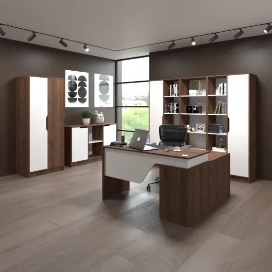 Стіл письмовий NORD 2R Дуб Експресив Бронзовий/Білий Діамант 3