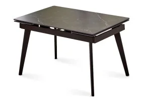 Стол обеденный раскладной OSLO CERAMIC 120(180)*80 черный глянец/черный каркас