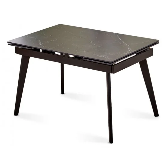 Стол обеденный раскладной OSLO CERAMIC 120(180)*80 черный глянец/черный каркас 1