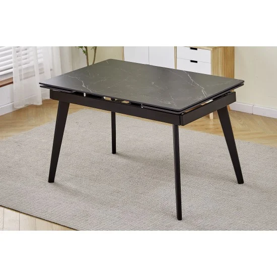 Стол обеденный раскладной OSLO CERAMIC 120(180)*80 черный глянец/черный каркас 3